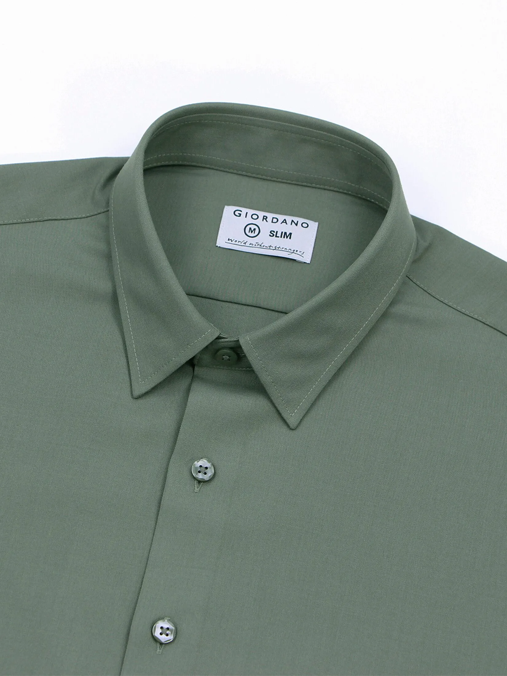GIORDANO Men's Twill Easy Care Shirts Green