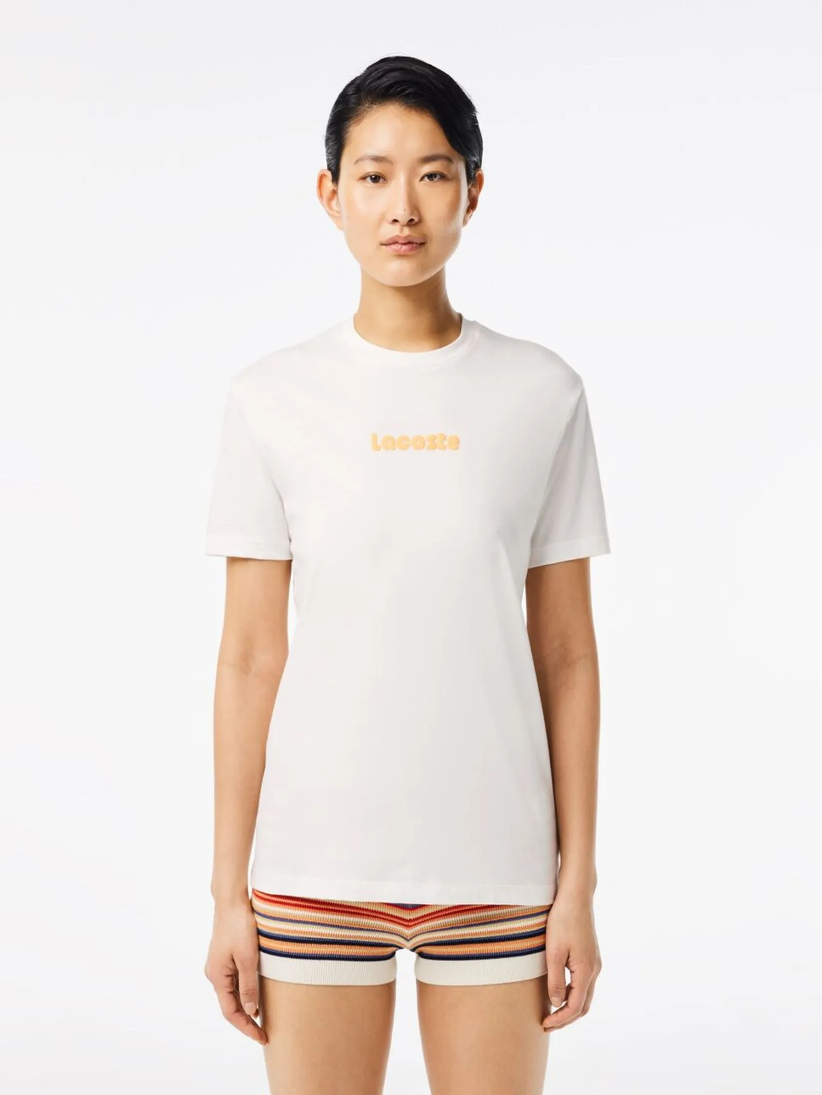 LACOSTE Vintage Print Soft Cotton Jersey T-Shirt White