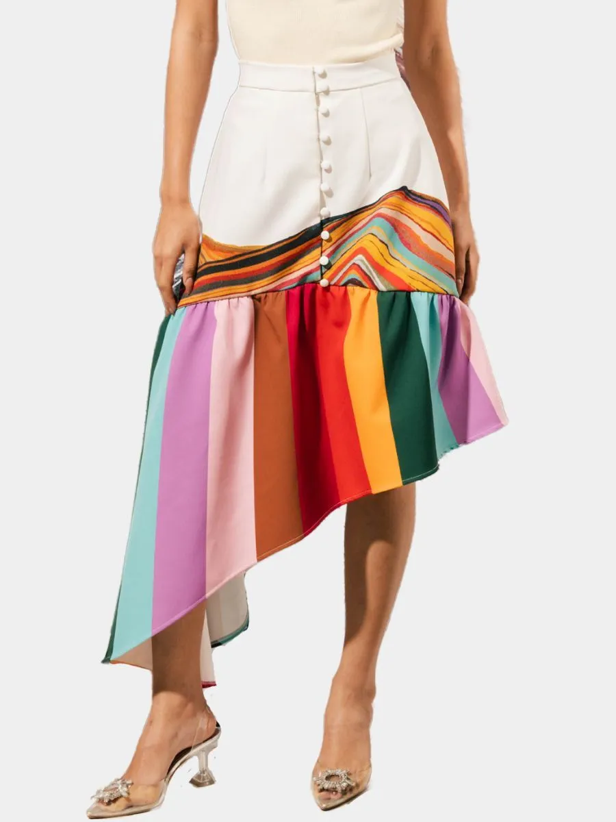 AMASS ME Women Inca Palette Gown Skirt Rainbow