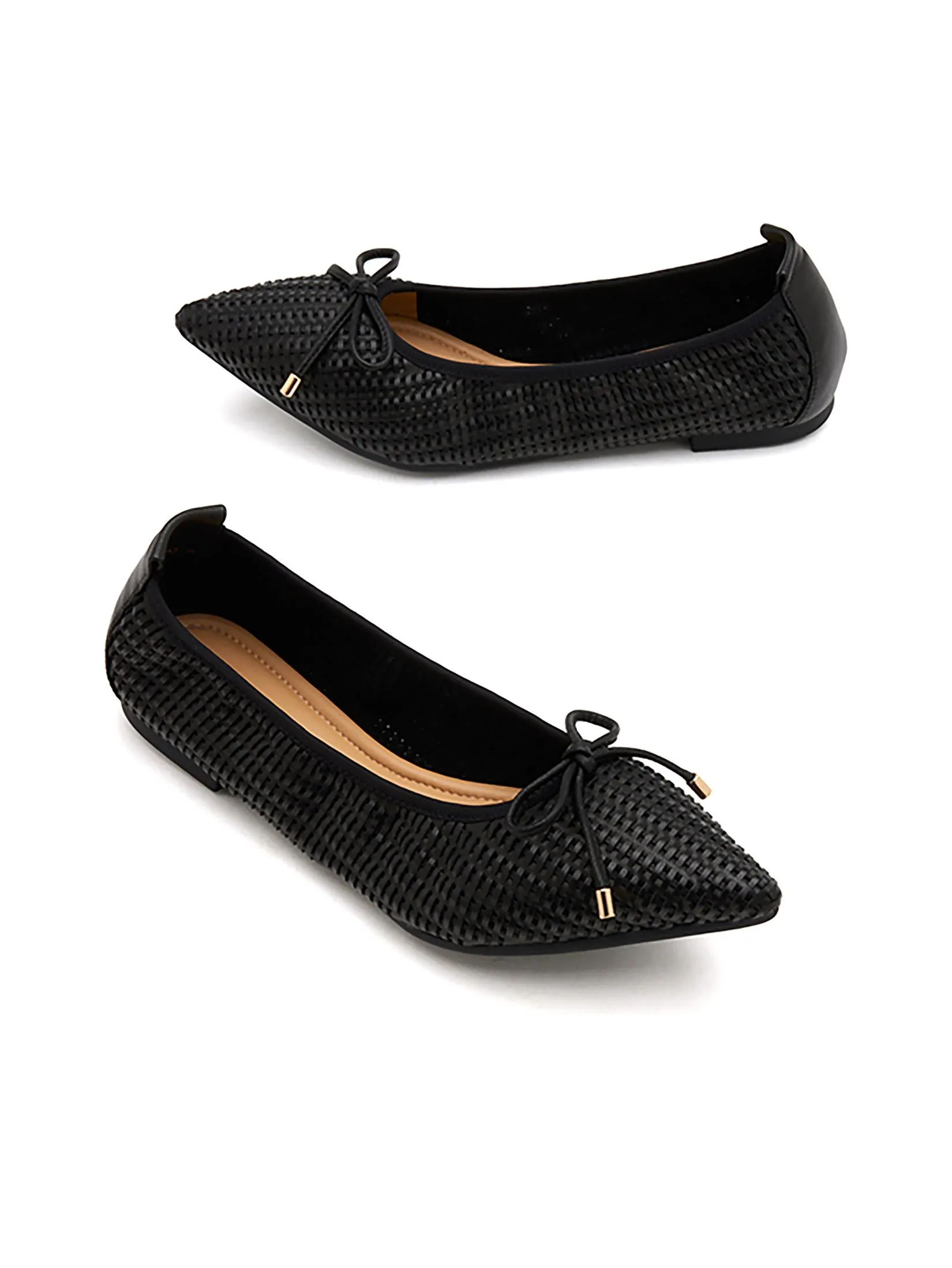 PAZZION Women Flat Shoes Woven With Bow Detail