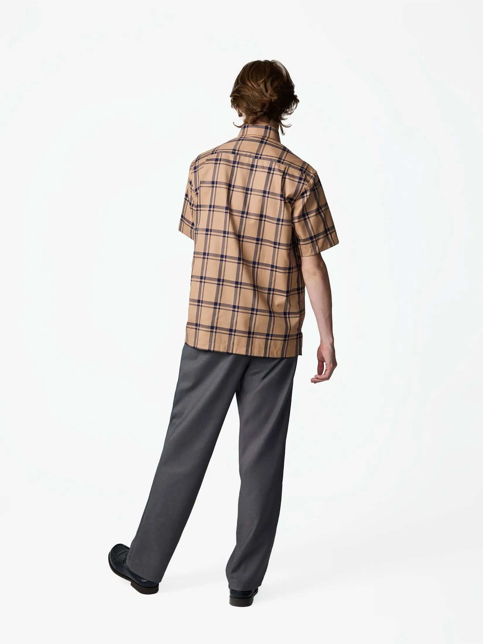 DAKS Men Short Sleeve Shirt Regular Fit Brown