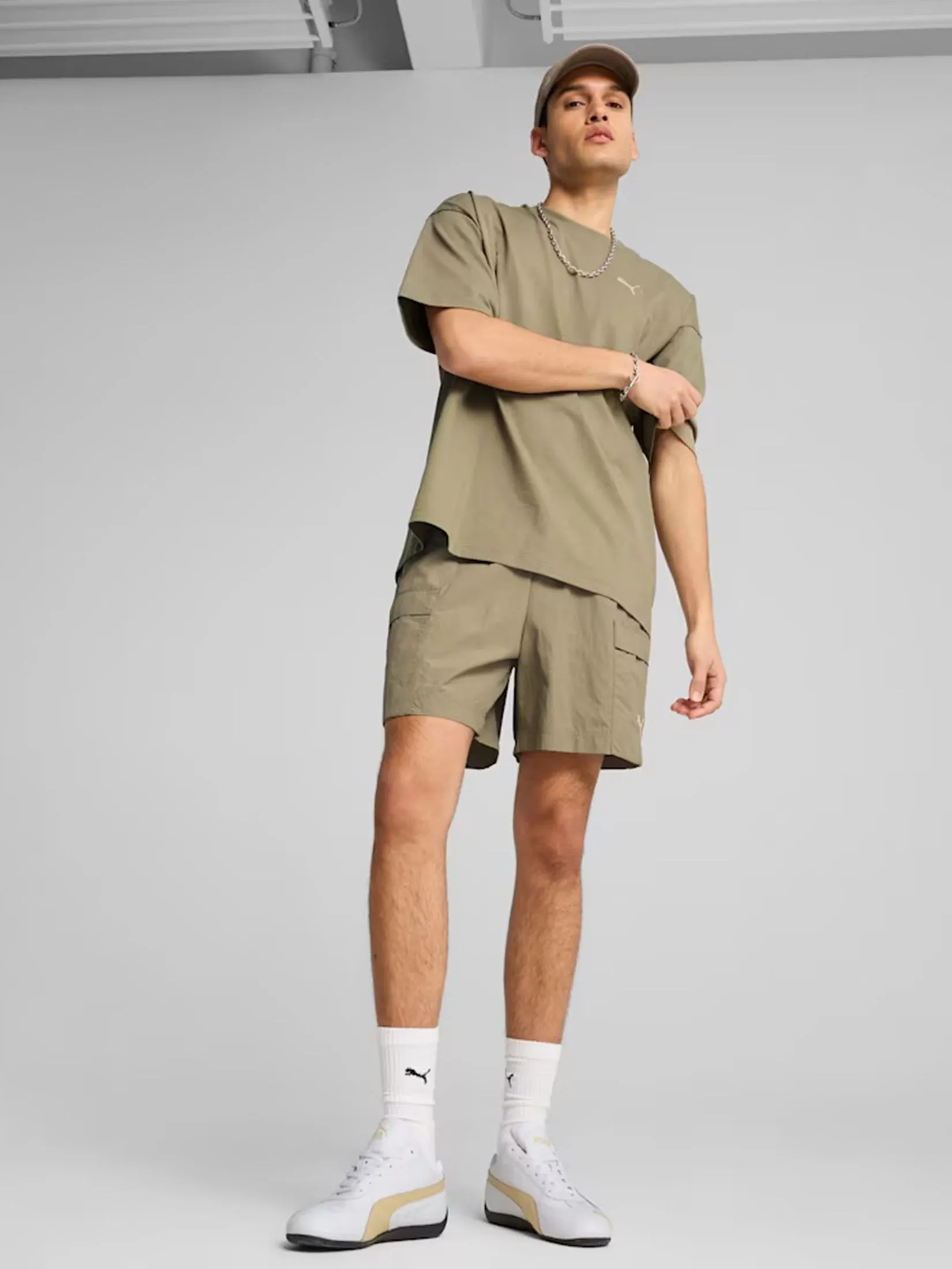 PUMA Men Cargo Shorts 6" Wardrobe Essentials Relaxed Velvet Moss