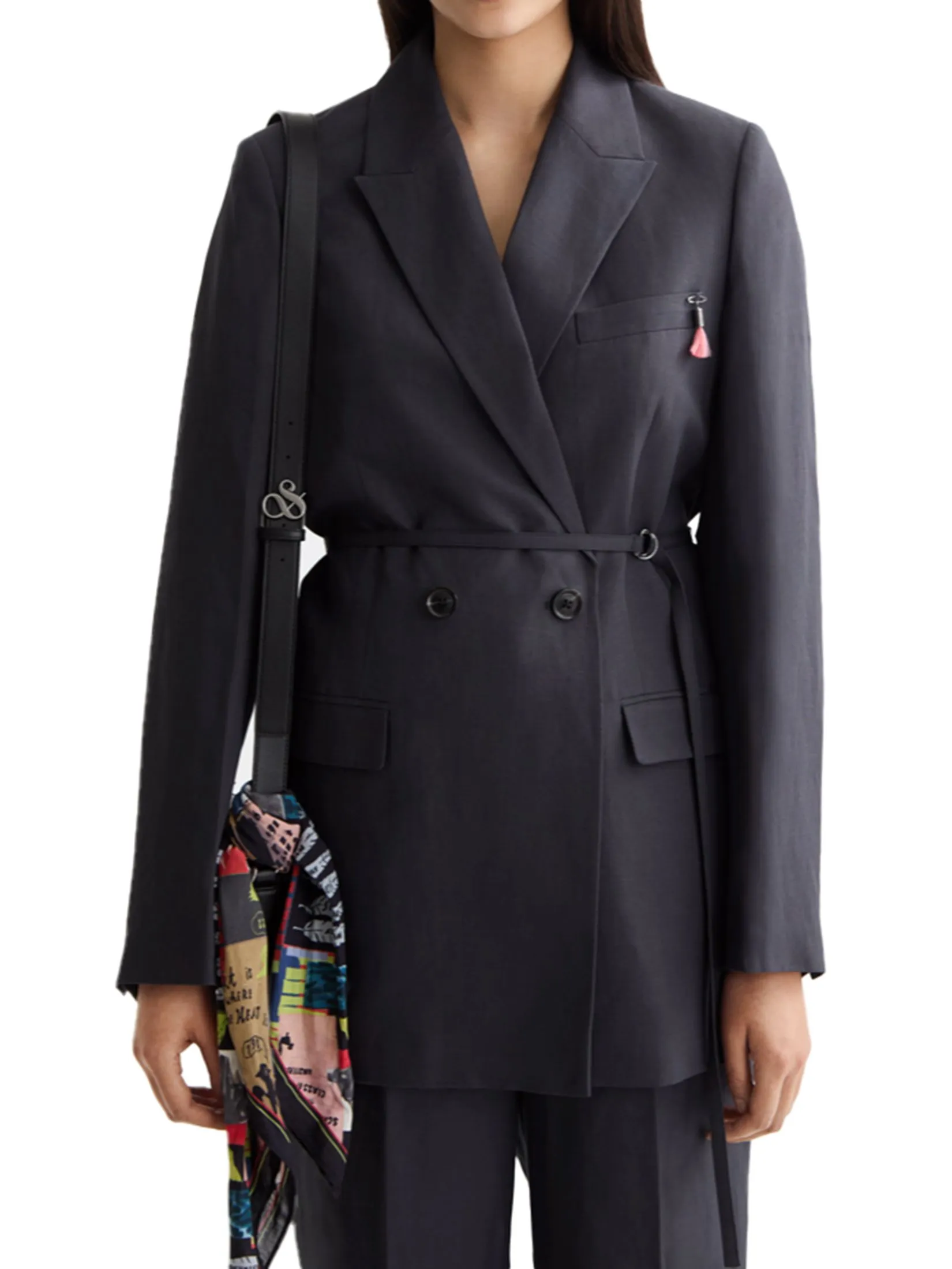 SCOTCH&SODA Women Blazer Belted Charcoal Art