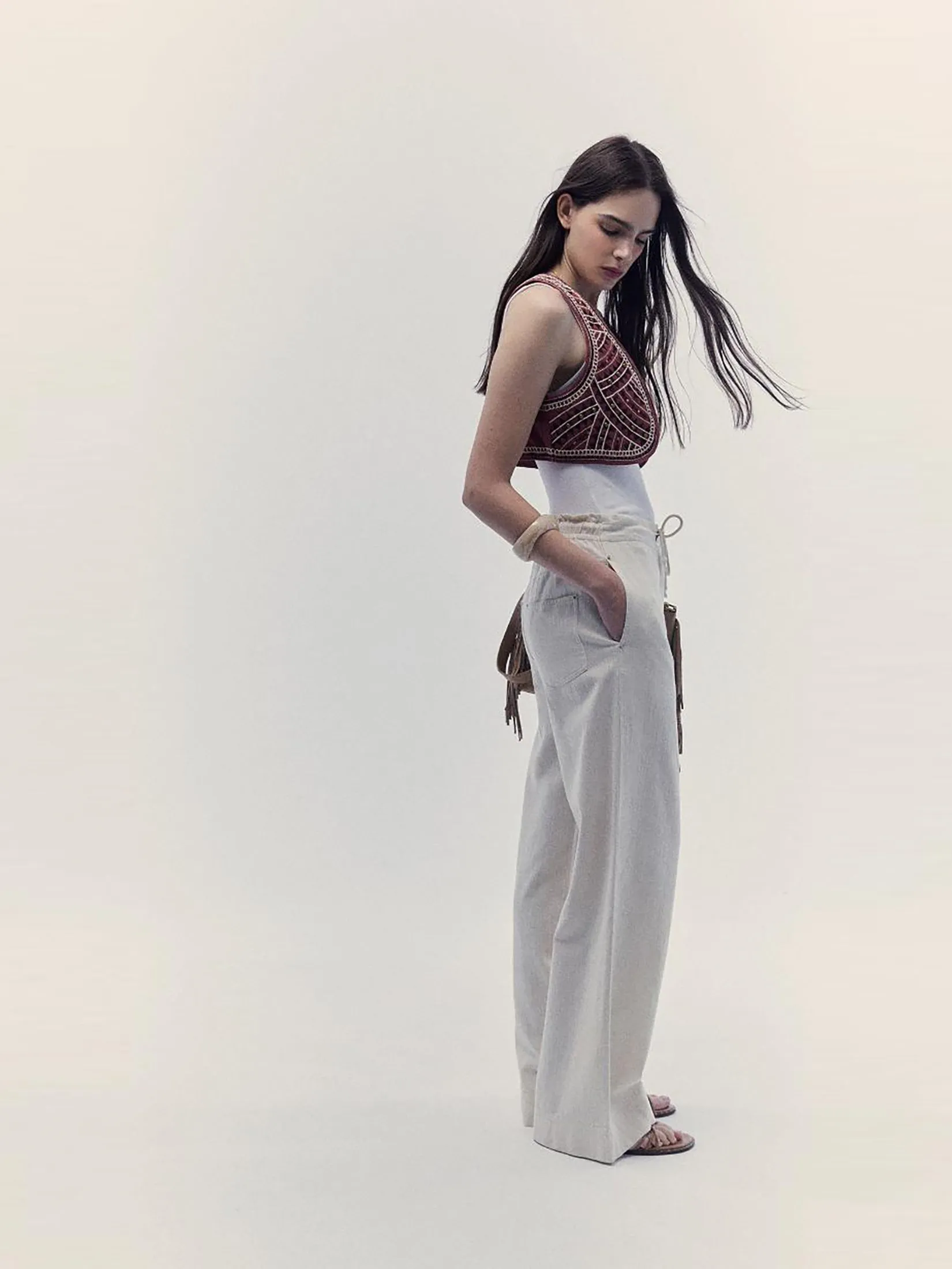 SFERA Women Trousers Linen Twill White