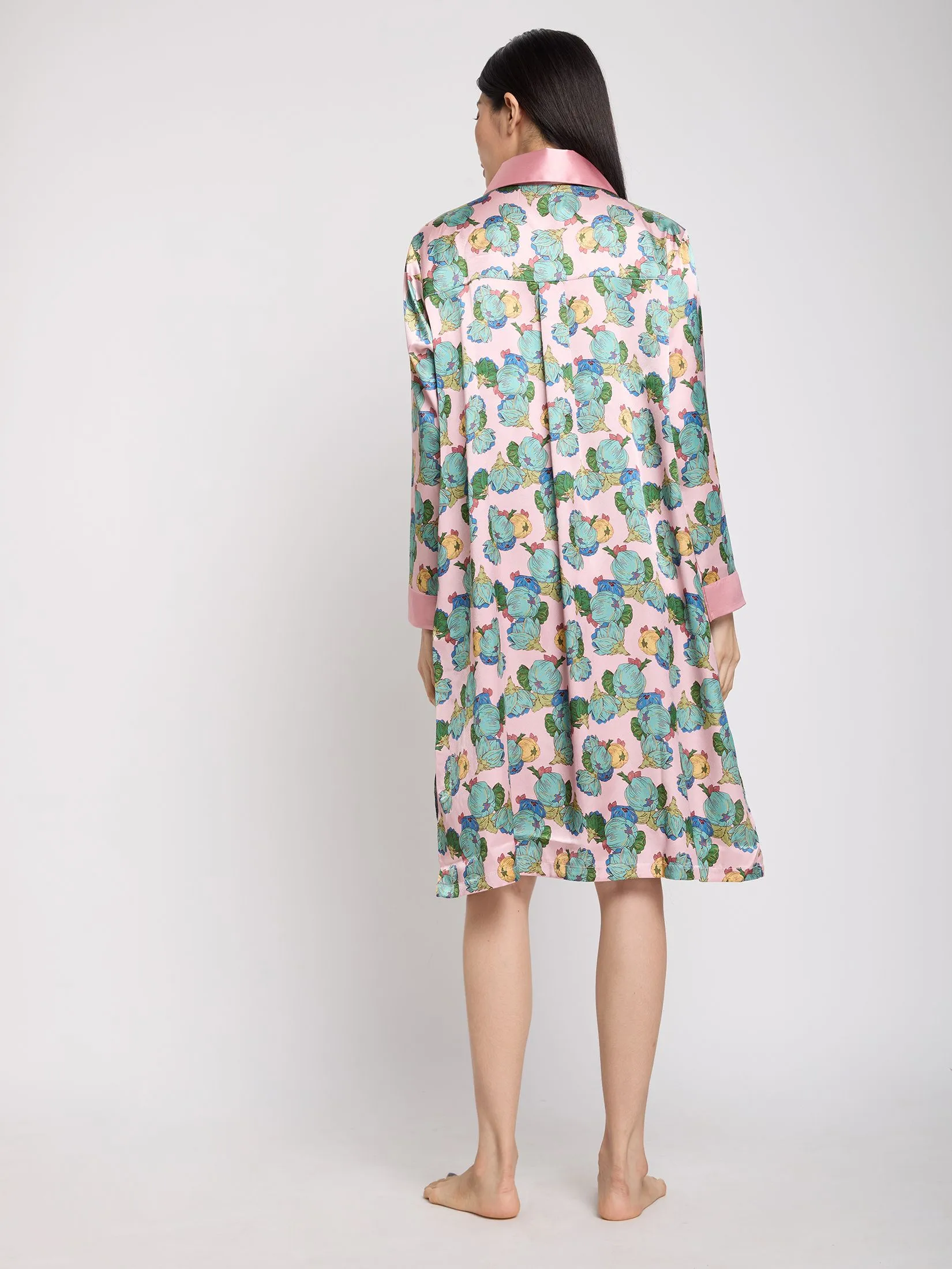 ELIZABETH Women Pyjamas Dress Long Sleeves Pink