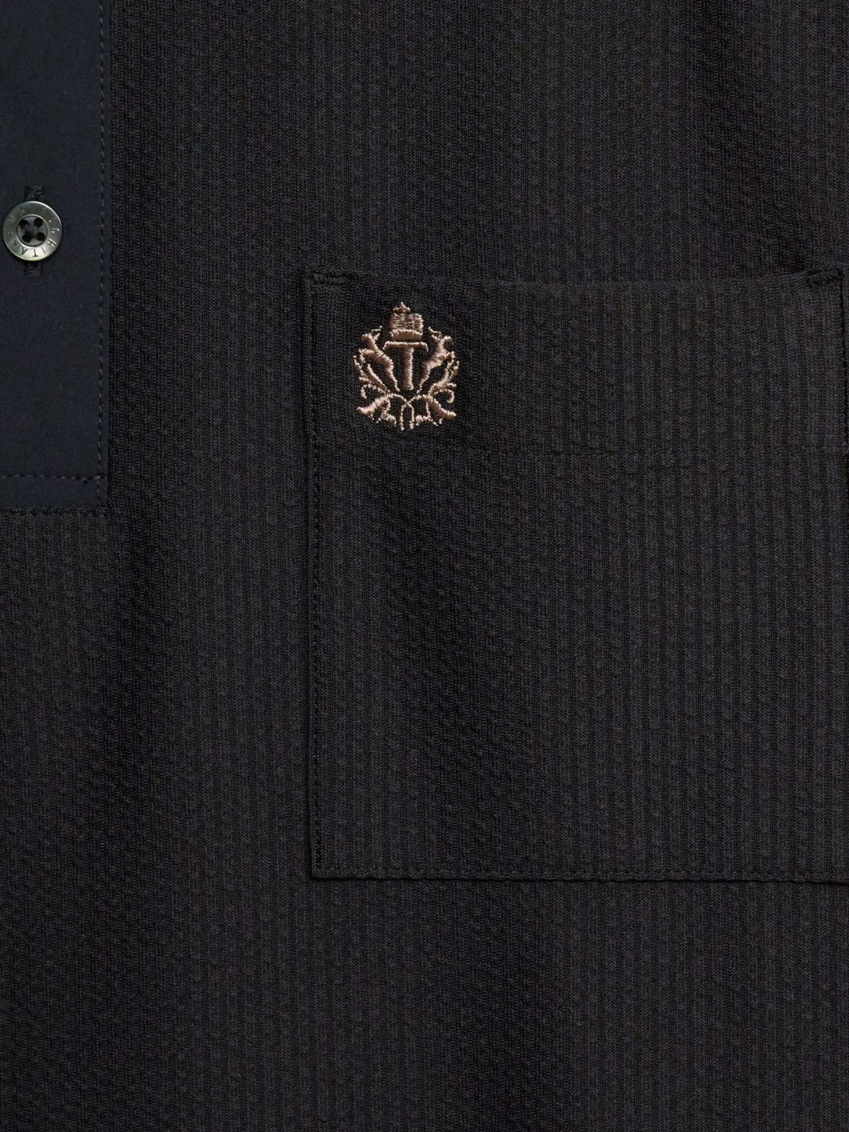 TAKEO KIKUCHI MEN BLACK ECO BLUE UV RAGLAN POLO SHIRT