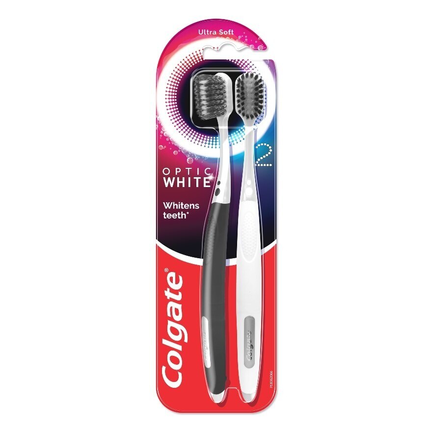 Colgate Toothbrush Optic White Pack 2'S - ฺBlack