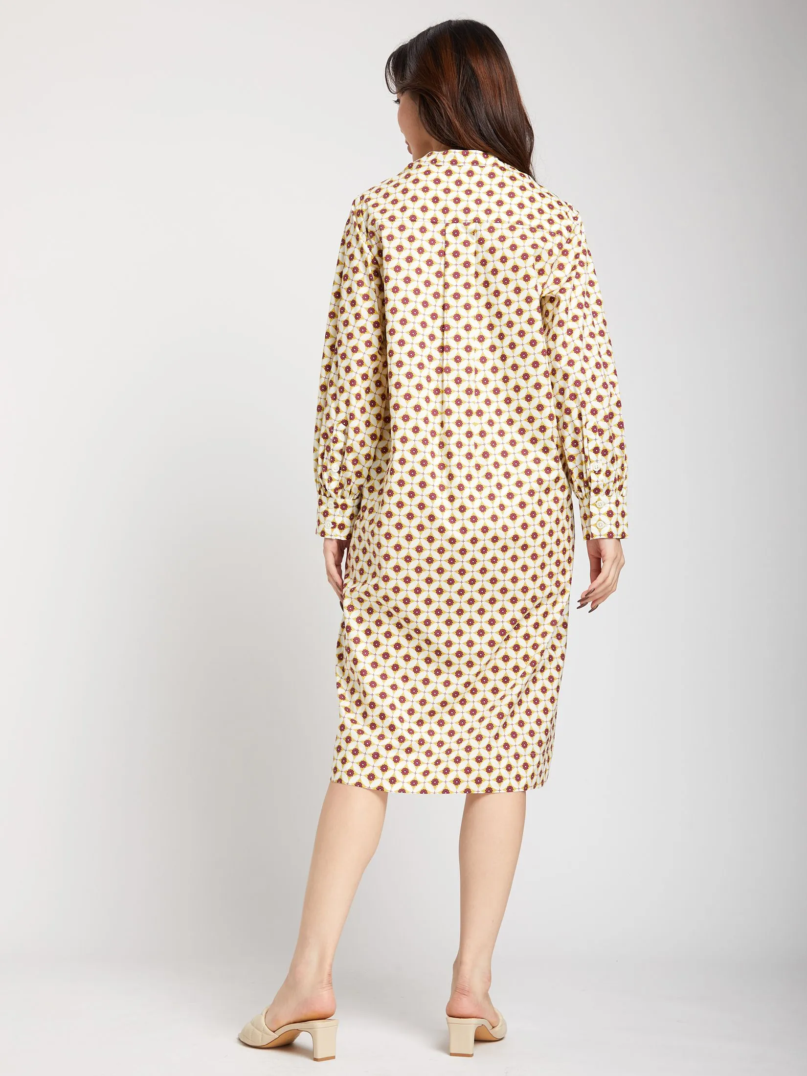 ALUMNUS ALUMNUS Women Dress Long Sleeves Collar Two Pockets on Chest Print Burgundy | 50% Off | Central Online