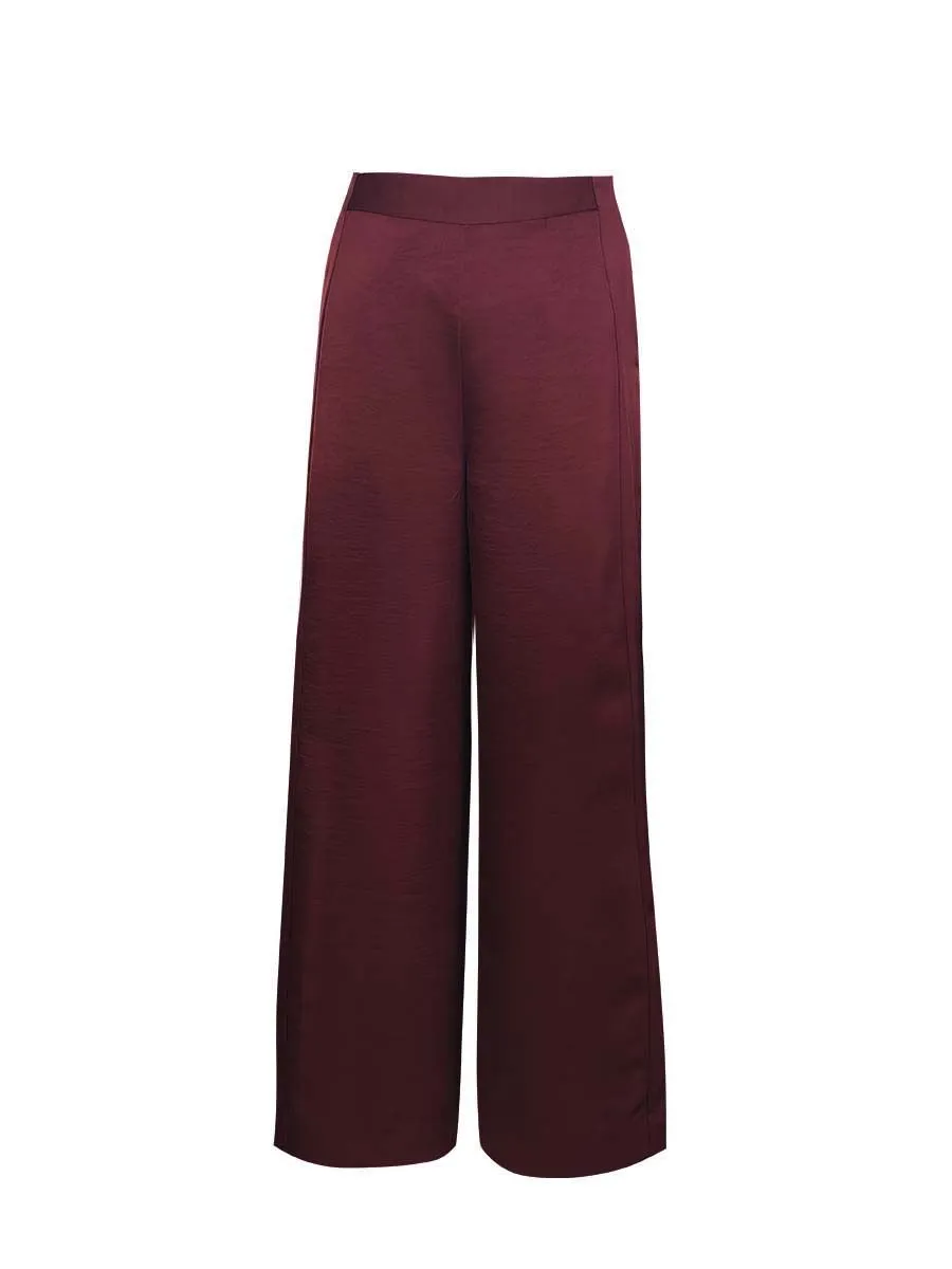 SHAKA Woman Pants Elegants Satin Maroon