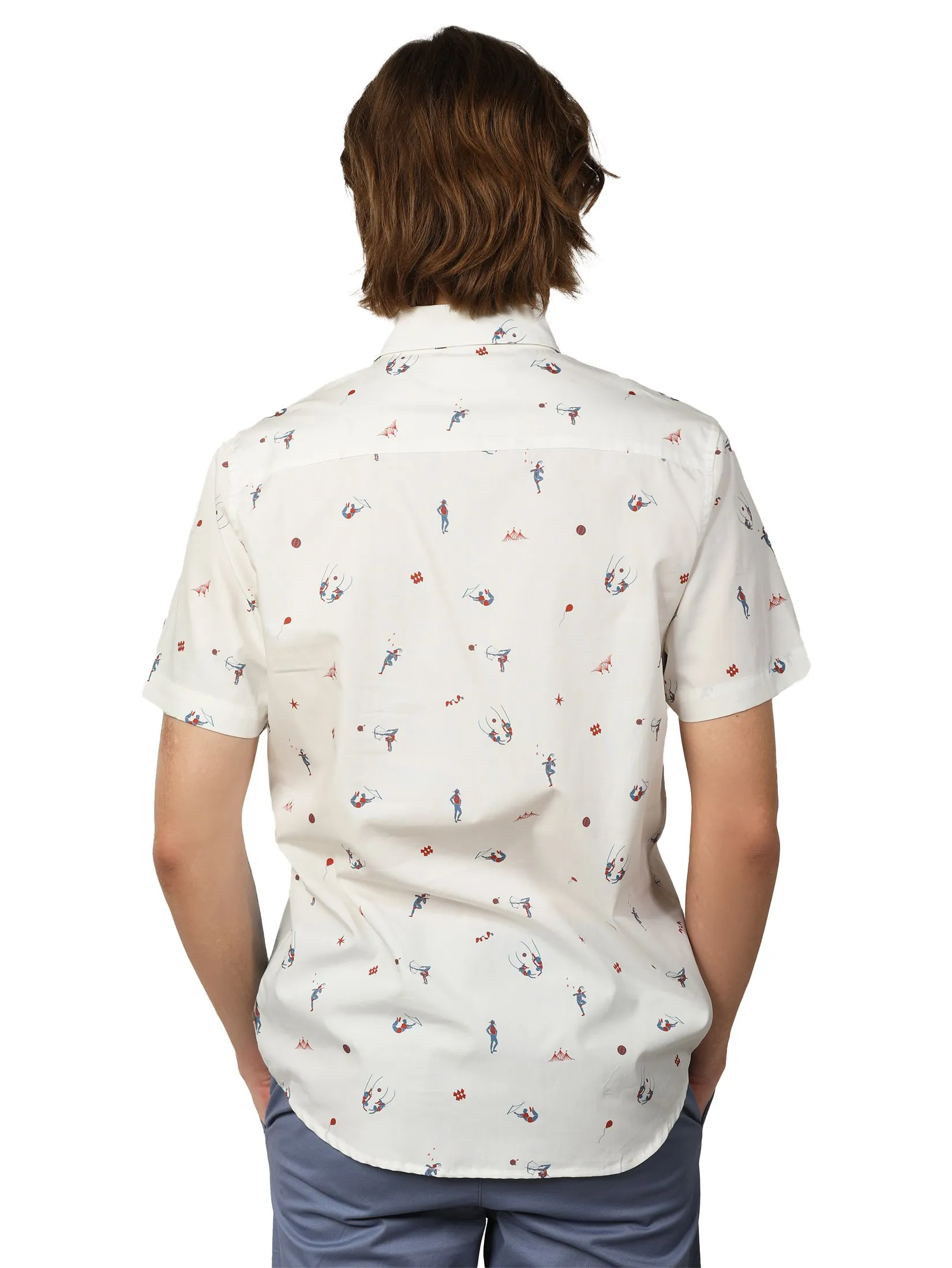 JOHN HENRY Men's Short Sleeves Shirts (Slim Fit) MERRIMENT Off White