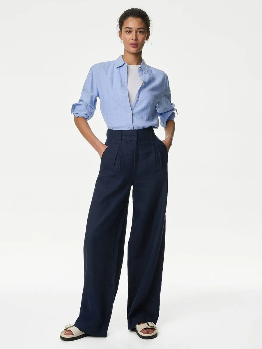 MARKS & SPENCER Women Flared Pants Navy