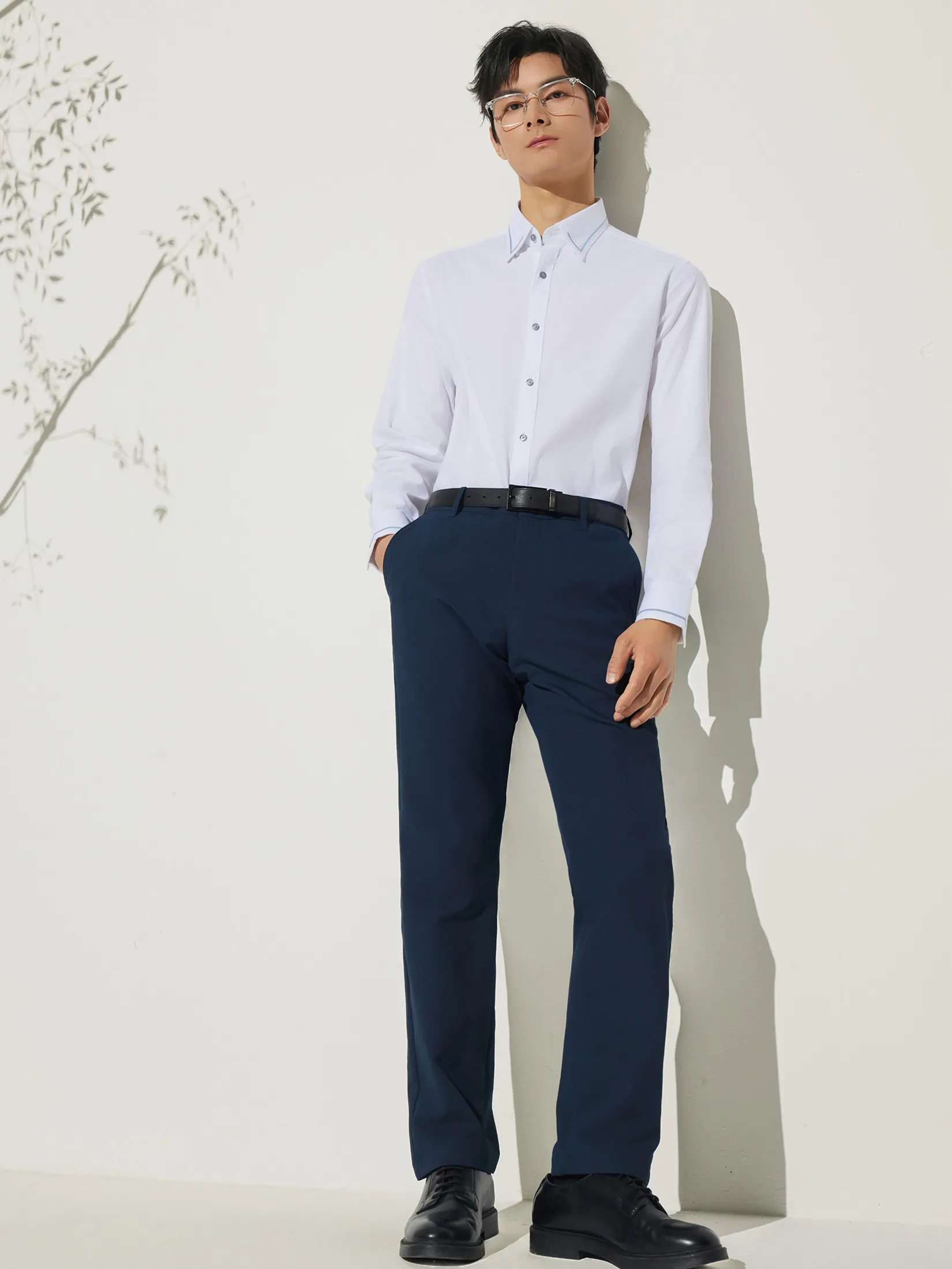 G2000 Men Clothing Non-Iron Cotton Blend Texture Shirt  Smart Fit - White