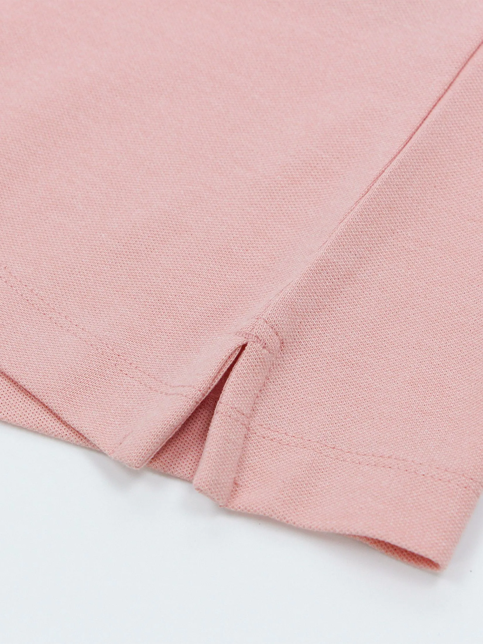 GIORDANO Women's Cotton Lycra Embroidery Polo (3D Lion) Melange Rose Tan