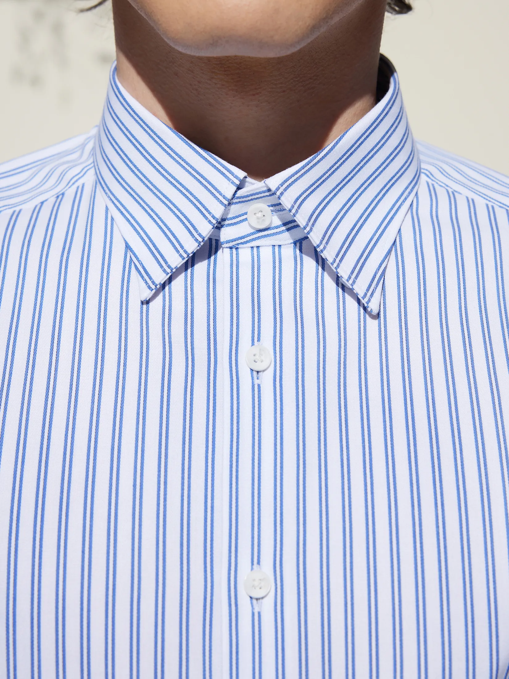 G2000 Men Clothing Non-Iron Cotton Blend Short Stripe Shirt  Smart Fit - Blue