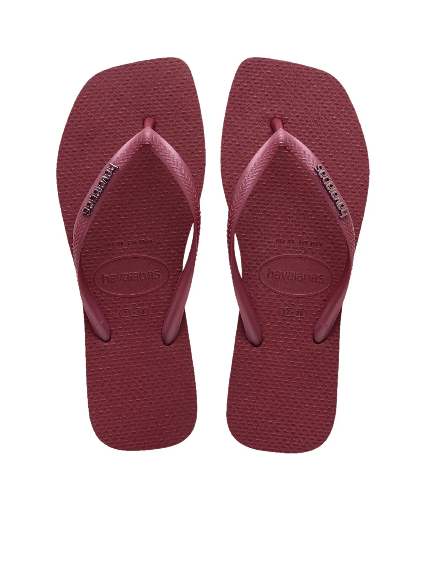 HAVAIANAS Unisex Flip Flops Slim Square Logo Metallic Red
