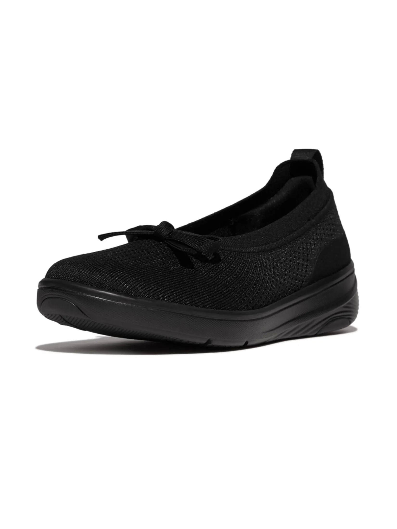 FitFlop™ WOMEN'S SUPER-Q BOW KNIT BALLET FLATS BLACK