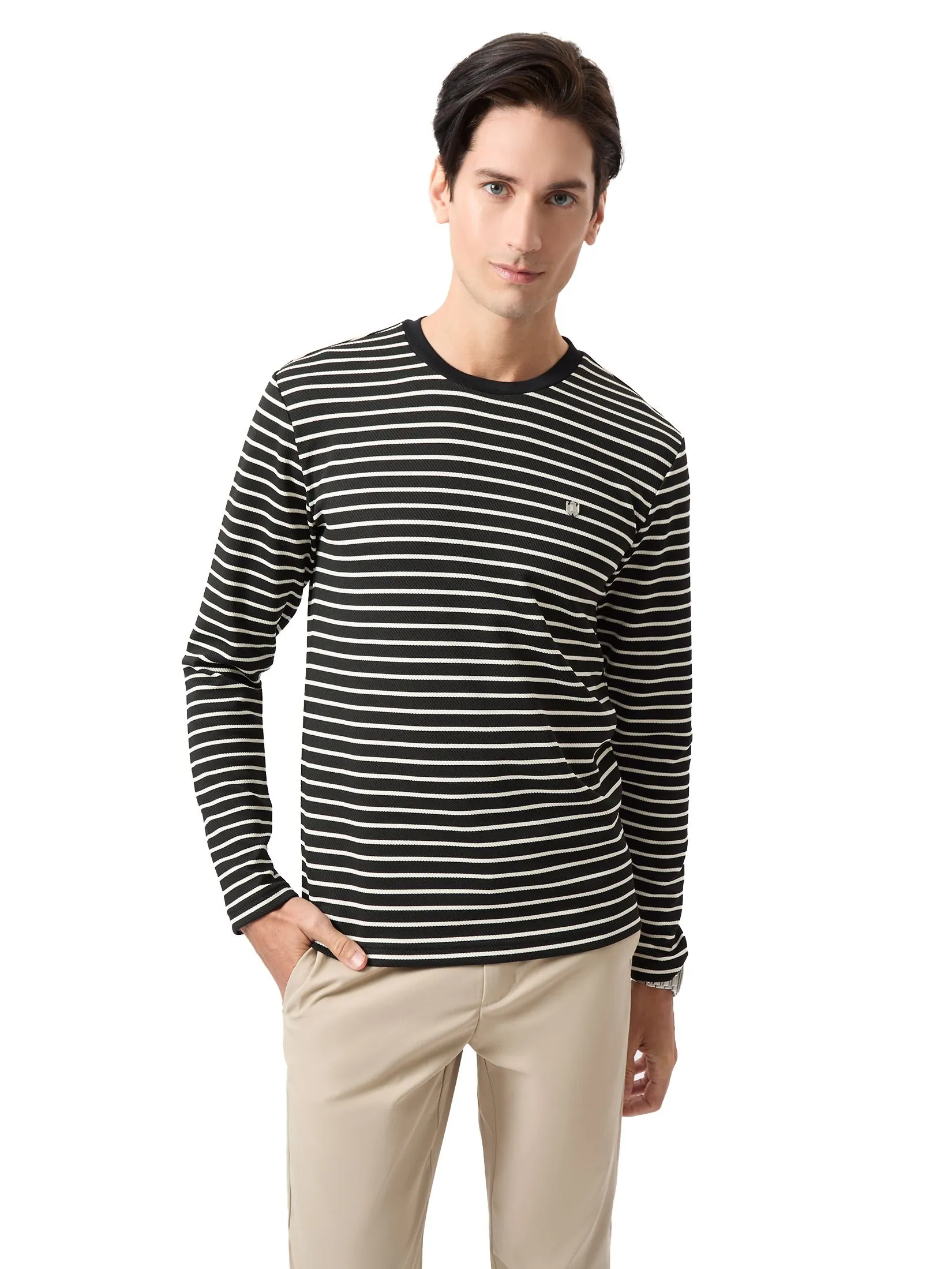 LTD Striped Long-Sleeve T-shirt Men Black
