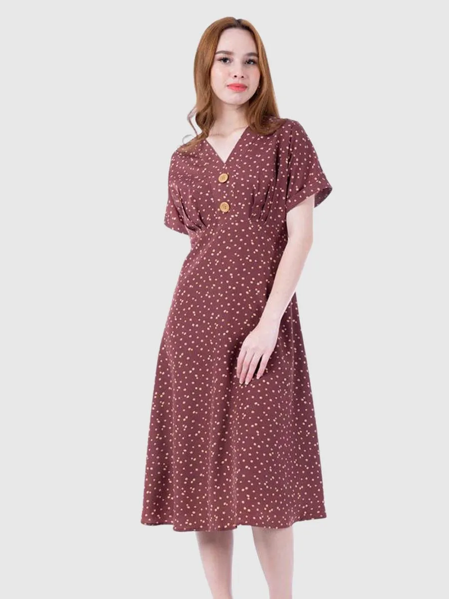 AMILA Women Dress Peach Skin Brown