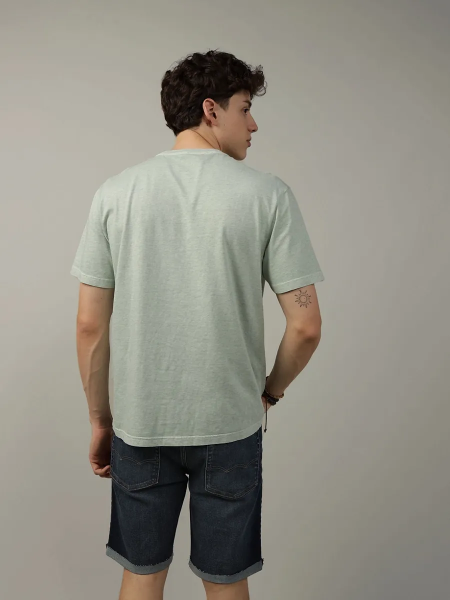 AMERICAN EAGLE MEN G SS SP1 OVERDYE GROUP SET IN TEE- PGD HTHR + SERIOUSLY SOFT 395 TEAL