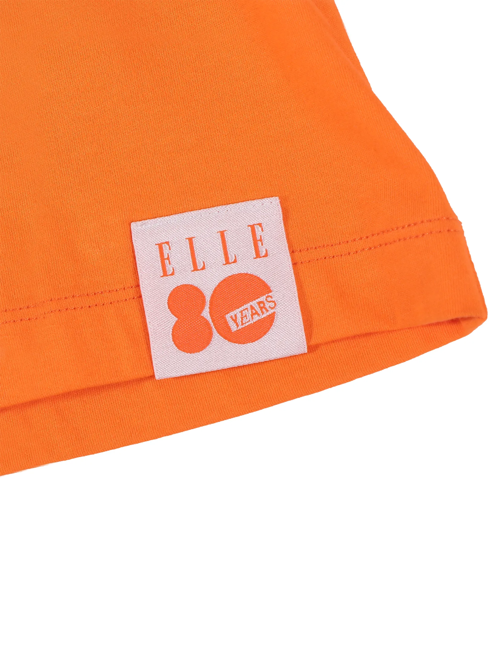 ELLE Women's Short Sleeve Crop T-Shirt in Cotton with Graphic Print W3K723 - Orange | ELLE 80 YEARS LIMITED EDITION