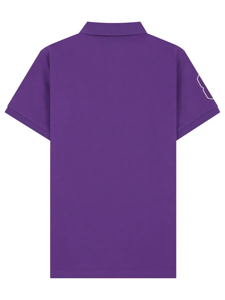 GIORDANO Men's Lycra Pique Embroidery Polo (3D Lion) Plum Purple