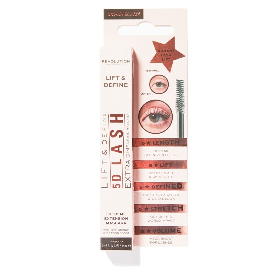 Makeup Revolution LiftDefine 5D Lash Extra Dimension Mascara 14ml. Black