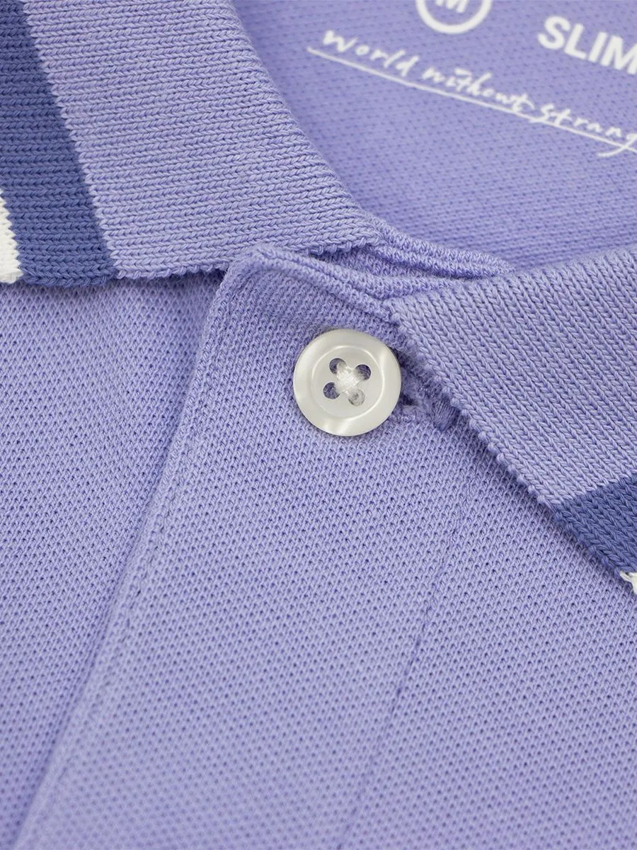 GIORDANO Men's Signature Pique Embroidery Solid Polo Thistle Down Purple