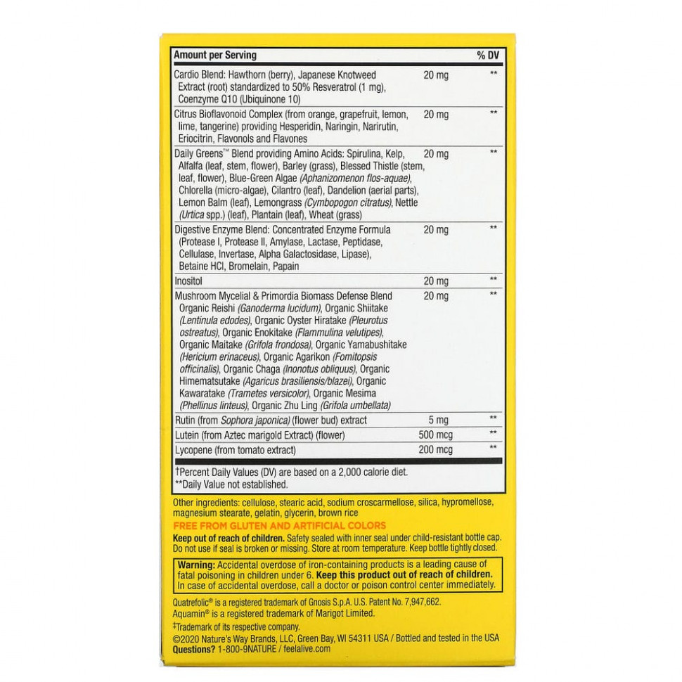 Nature's Way, Alive! суперэффективные, полноценные мультивитамины для взрослых, 60 таблеток