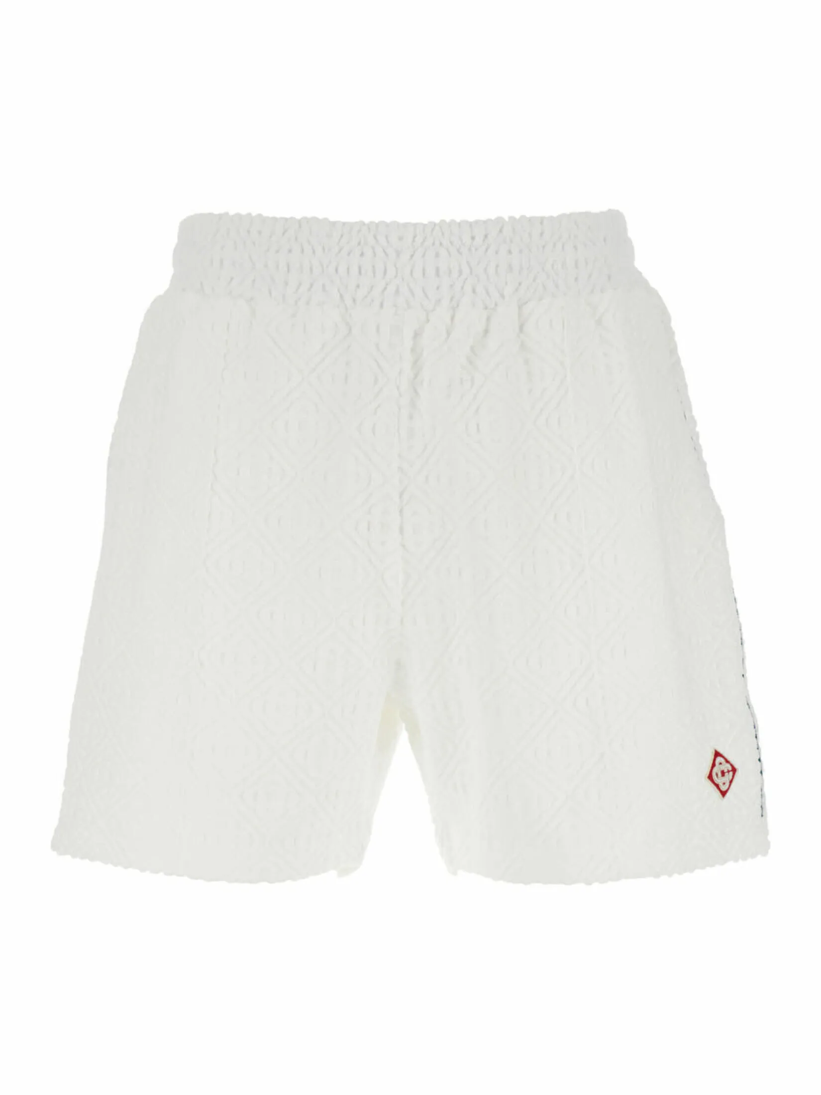 CASABLANCA MENS JACQUARD MONOGRAM TOWELLING TRACK PANTS IN WHITE