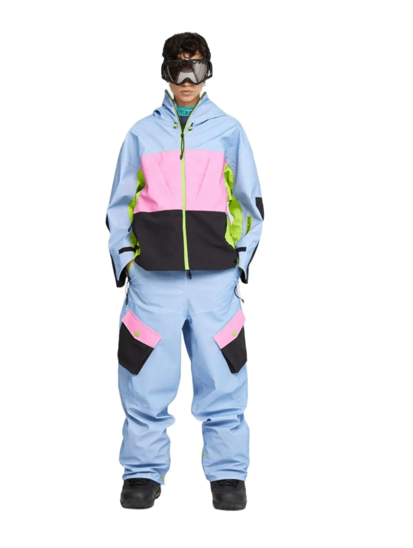 KHRISJOY Snowboard Jacket Color Block In Sky Fuchsia