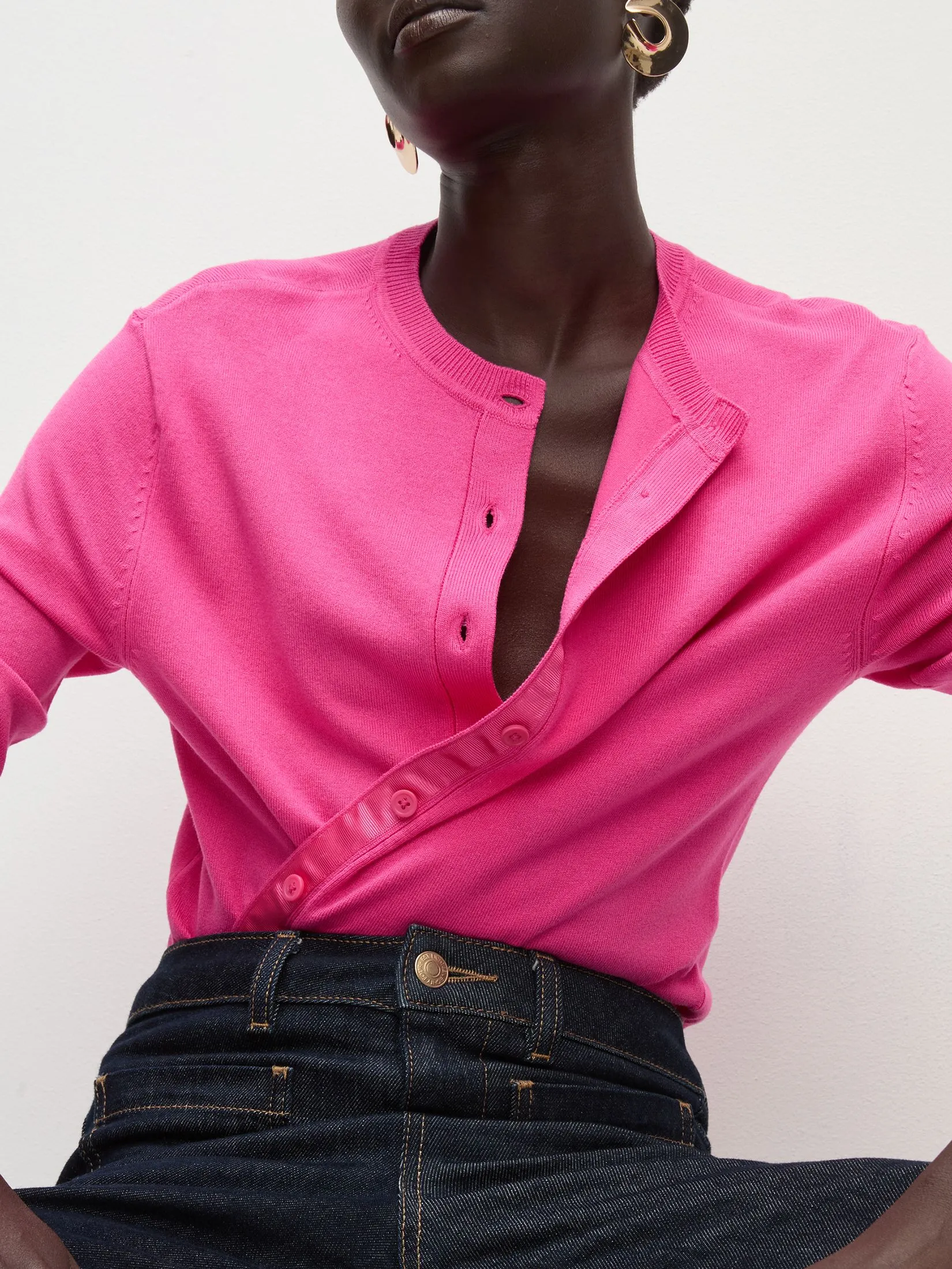 MARKS & SPENCER Women Cardigan Crew Neck Button Front