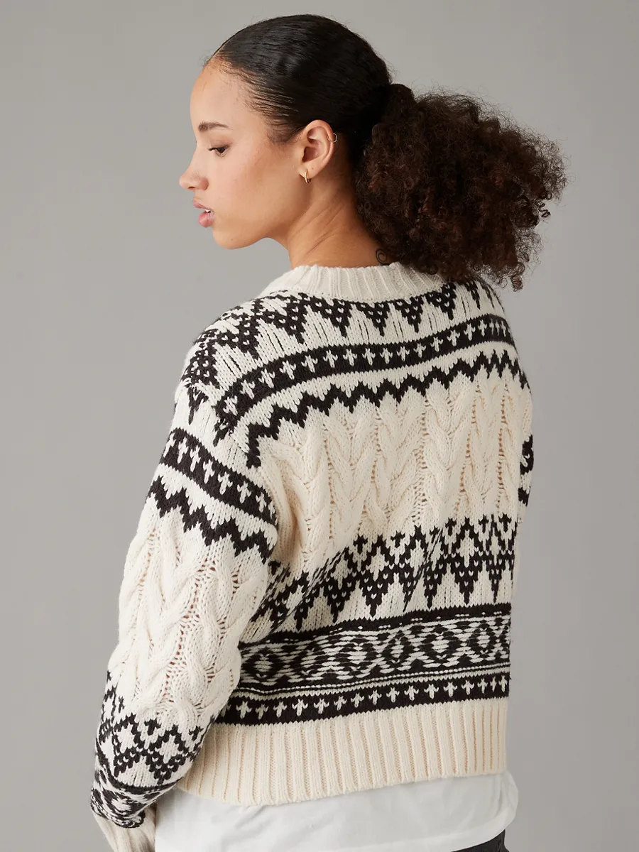 AMERICAN EAGLE WOMEN 1058 LS CREW NECK PO 001 BLACK