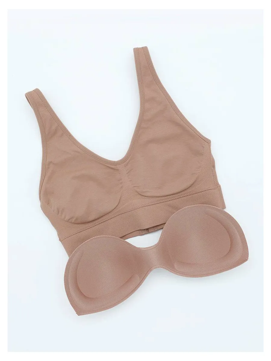 SABINA [Online Exclusive]  Habpy lady Wireless Bra - Tan