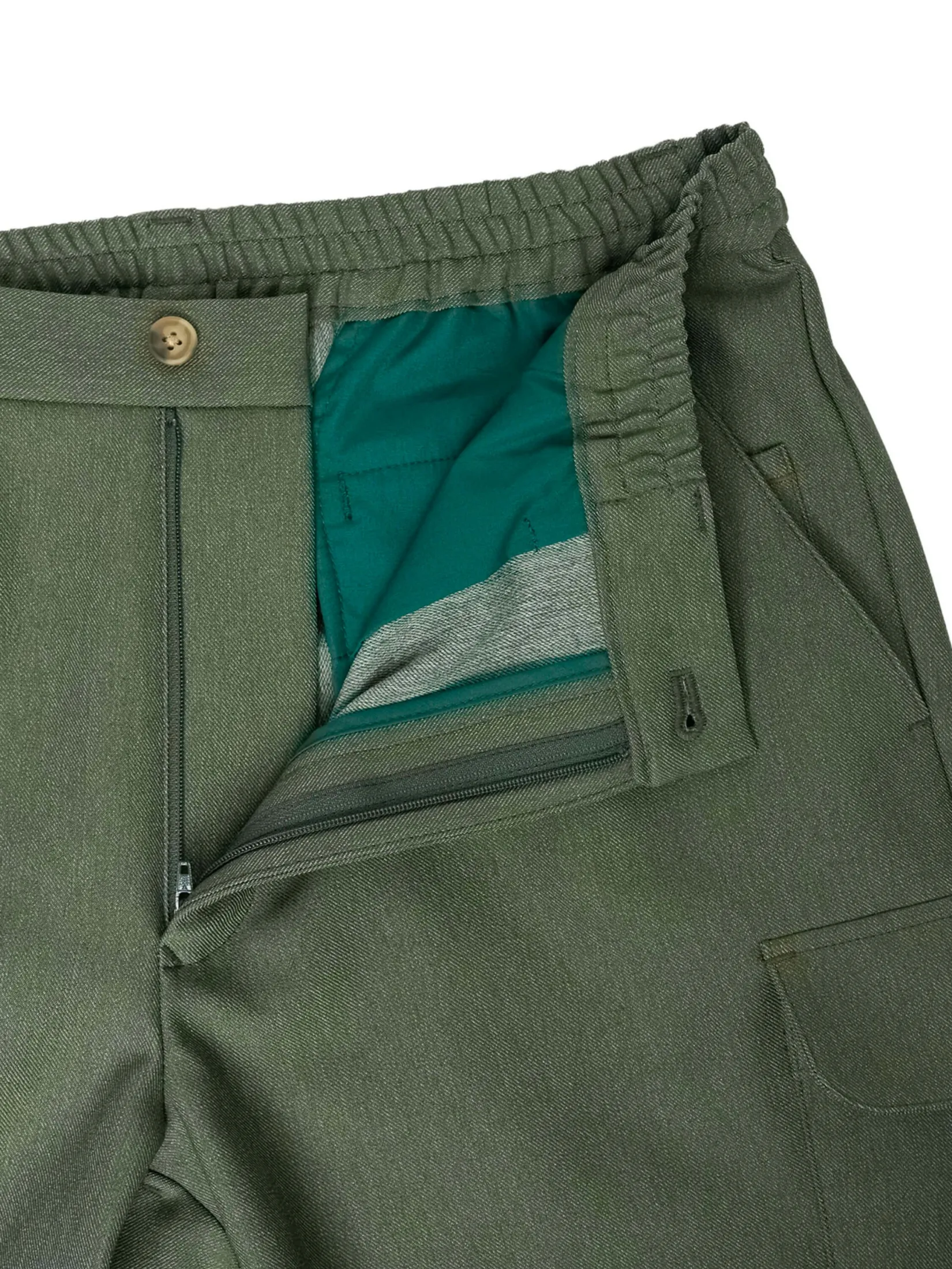 TAKEO KIKUCHI MEN GREEN LIGHT FAUX DENIM CARGO SHORTS PANTS