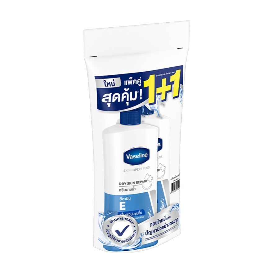 Vaseline Body Wash Skin Expert Plus Dry Skin Repair 400 Ml.Twin Pack ครีมอาบน้ำ