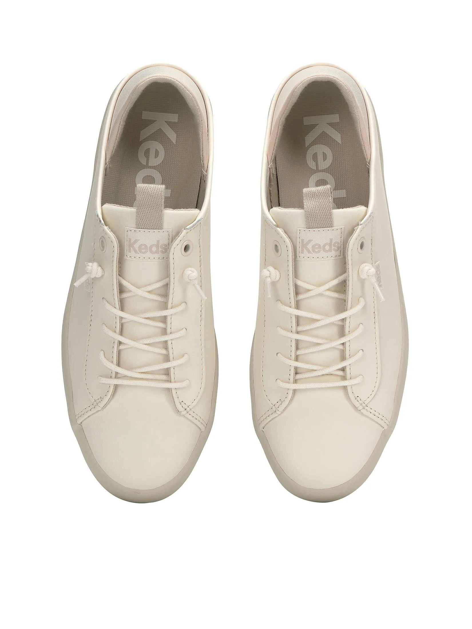 KEDS Women Kickback Crashback Leather Tone Off Egret/Oatmeal