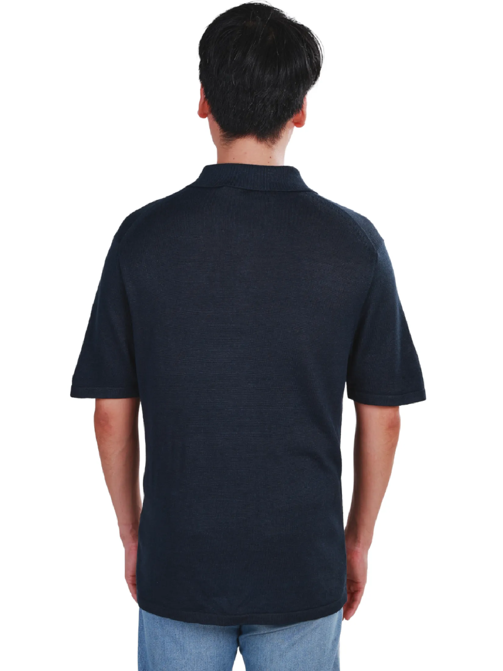 CALVIN KLEIN Men's Linen Blend Classic Sweater Polo Shirt Black