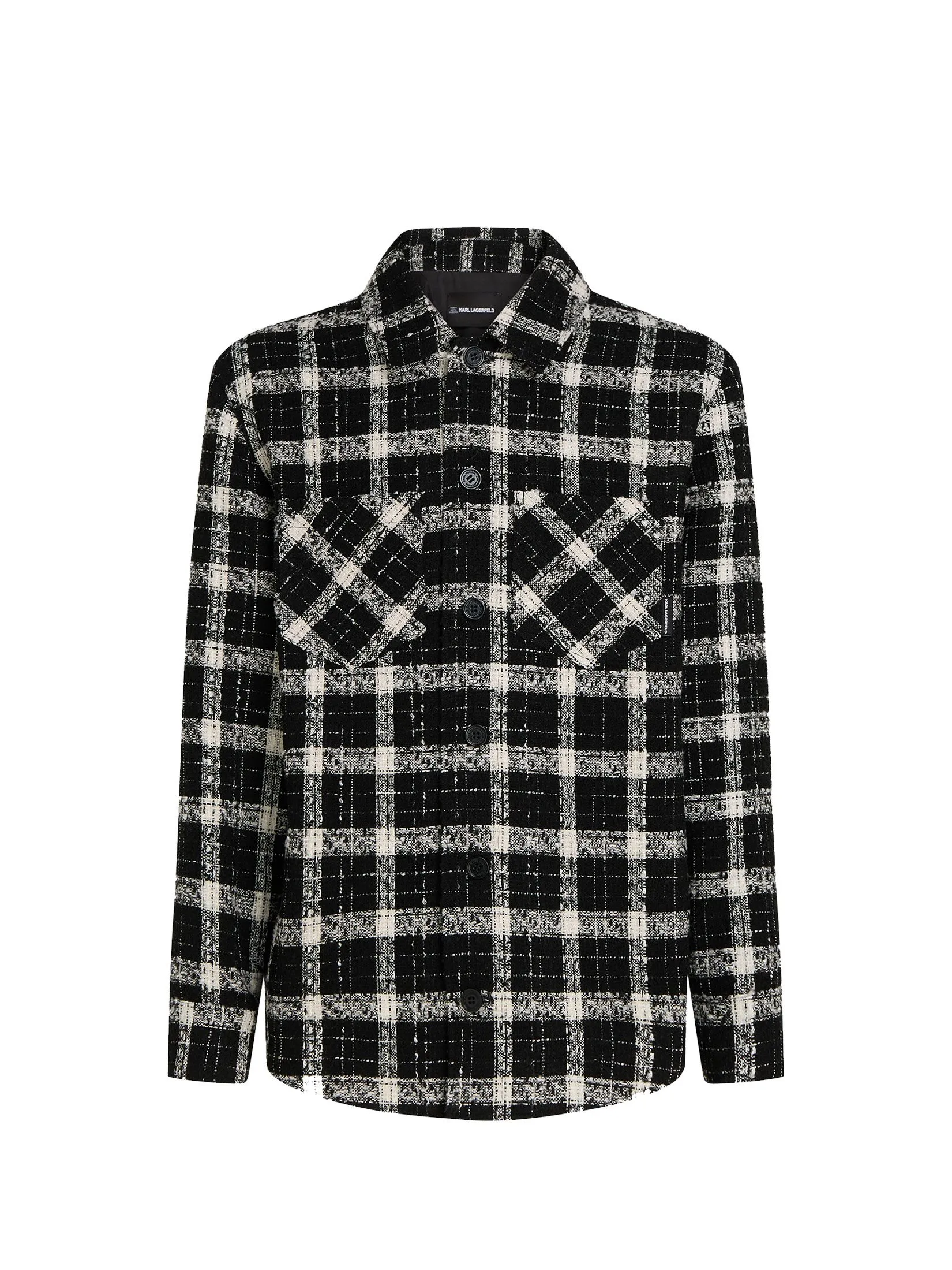 KARL LAGERFELD SEASONAL BOUCLE OVERSHIRT BLACK/WHITE BOUCLE