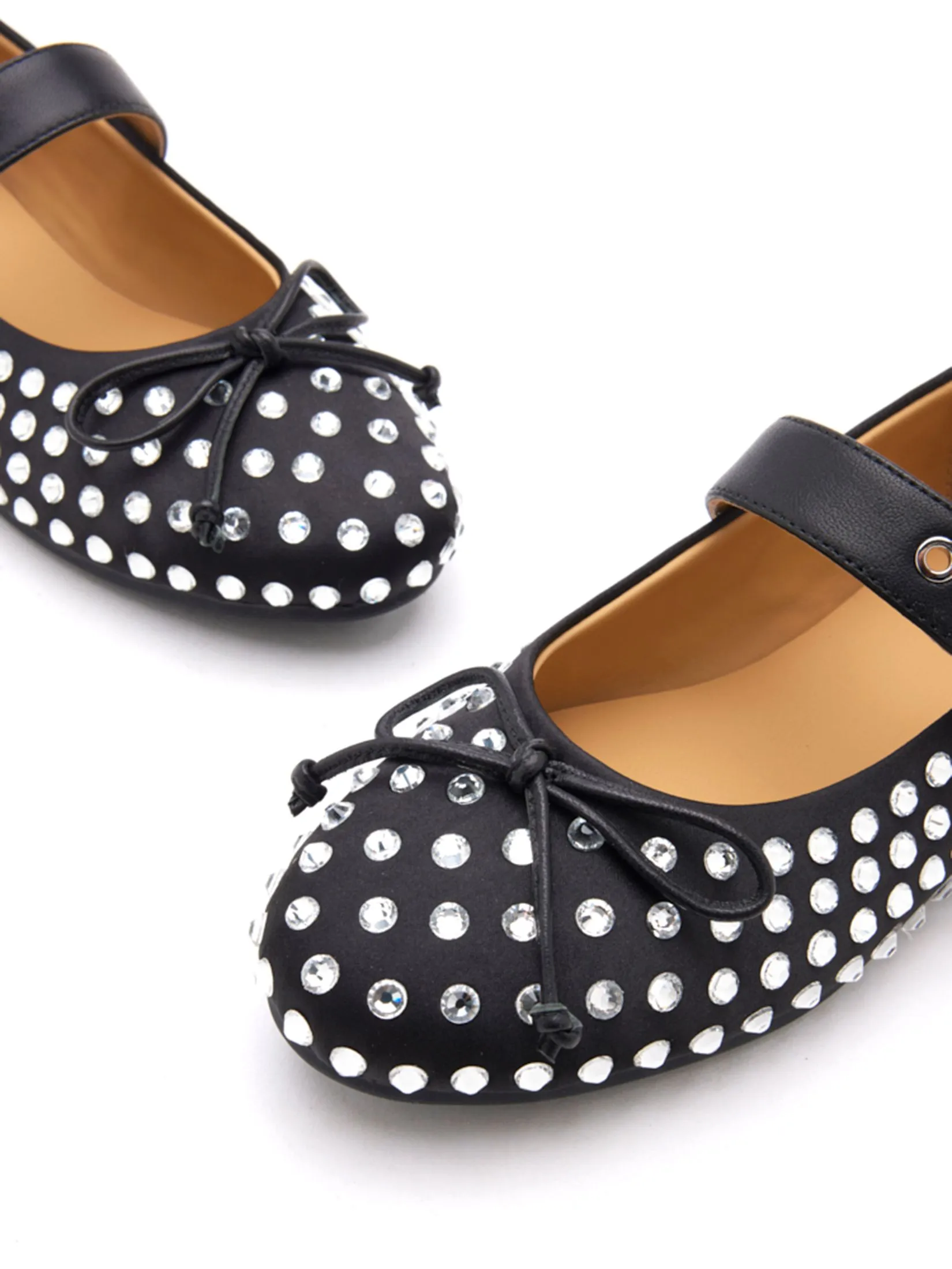 PAZZION Women Flat Shoes Mary Jane With Crystal Black