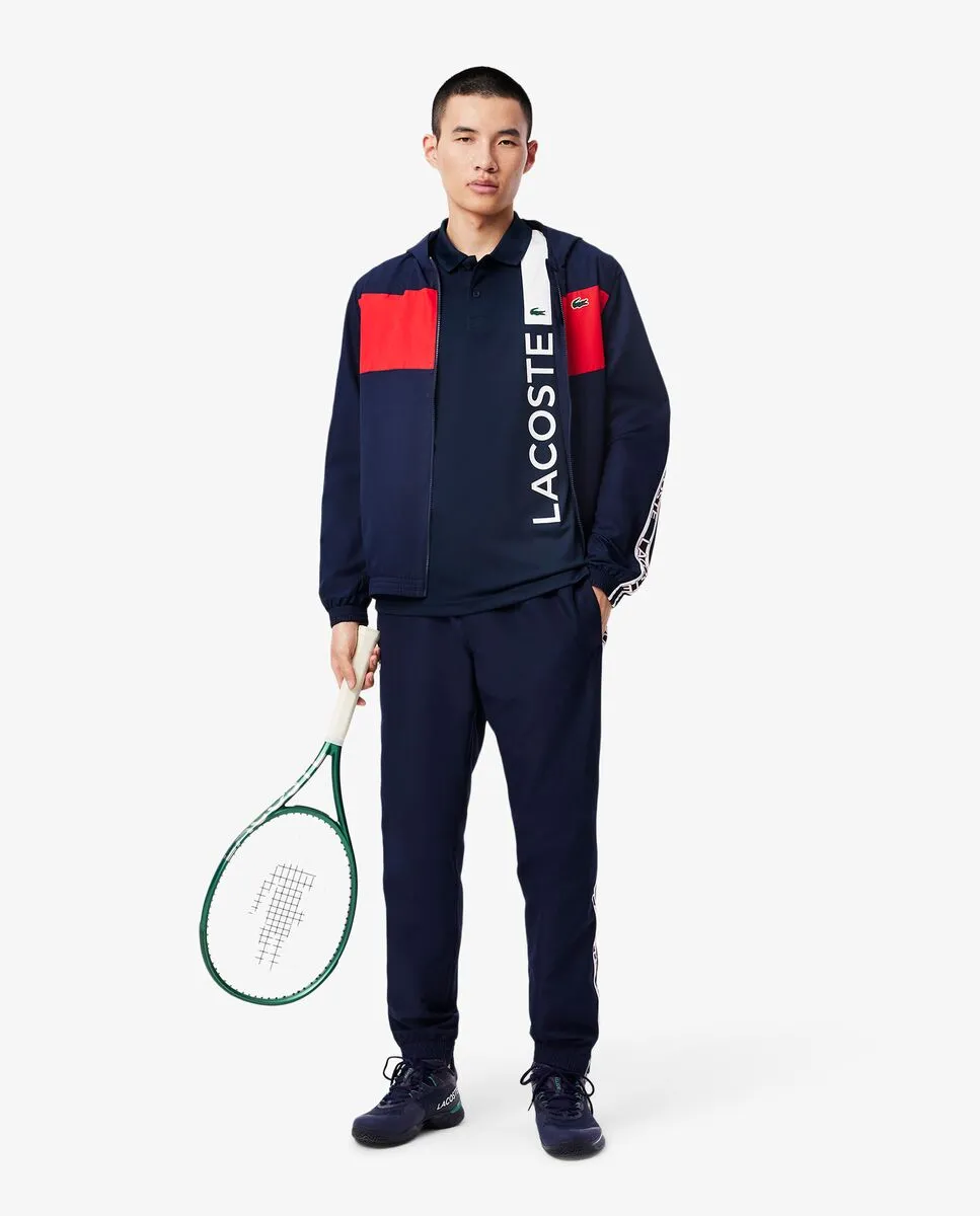 LACOSTE Ultra Dry Print Branding Sport Polo Shirt Blue