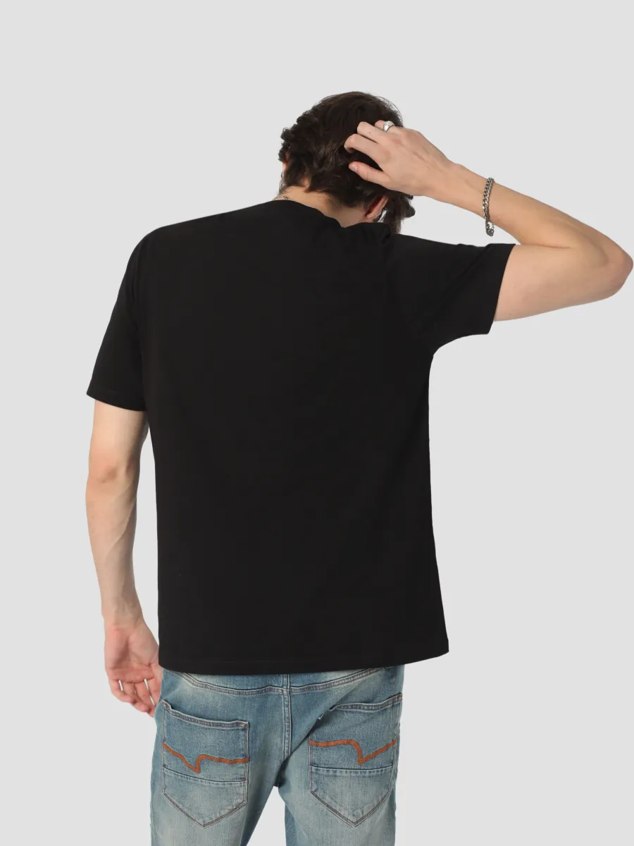 DAVIE JONES Men's Graphic Regular Fit T-Shirt Black