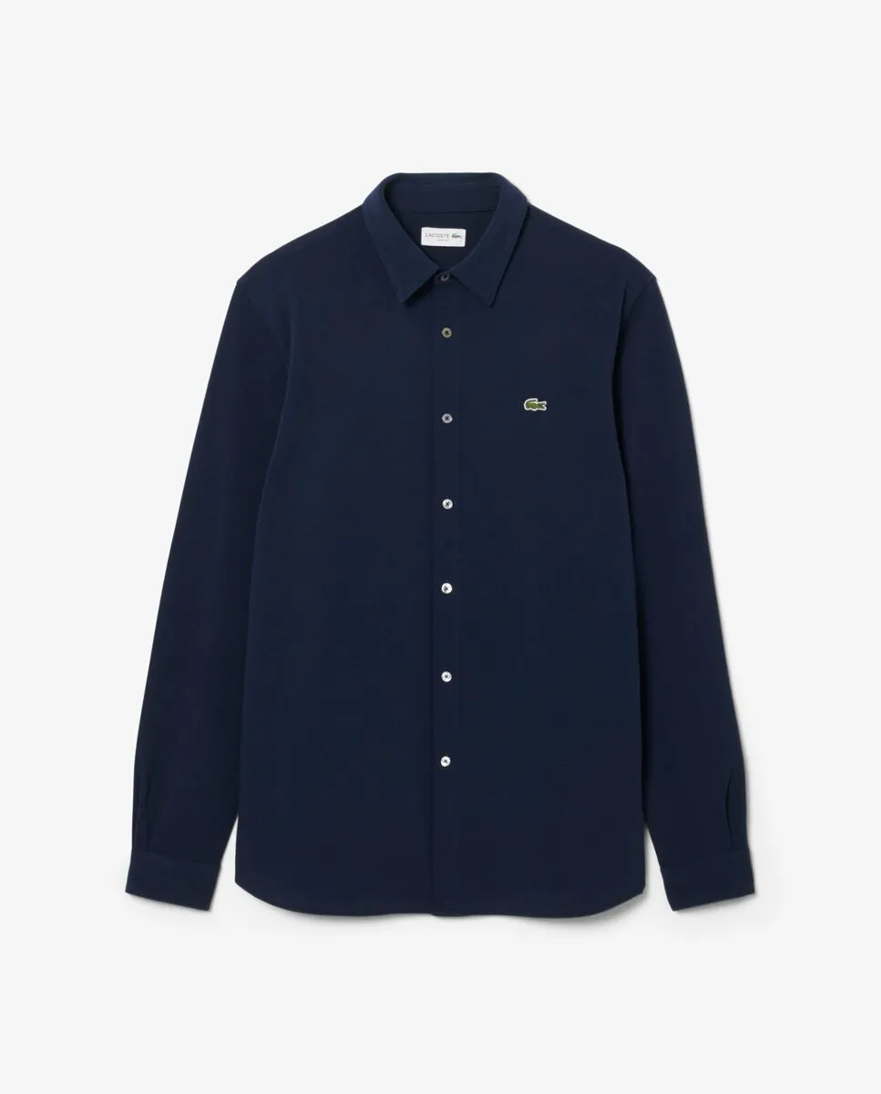LACOSTE Slim Fit Petit Piqu  Shirt Blue