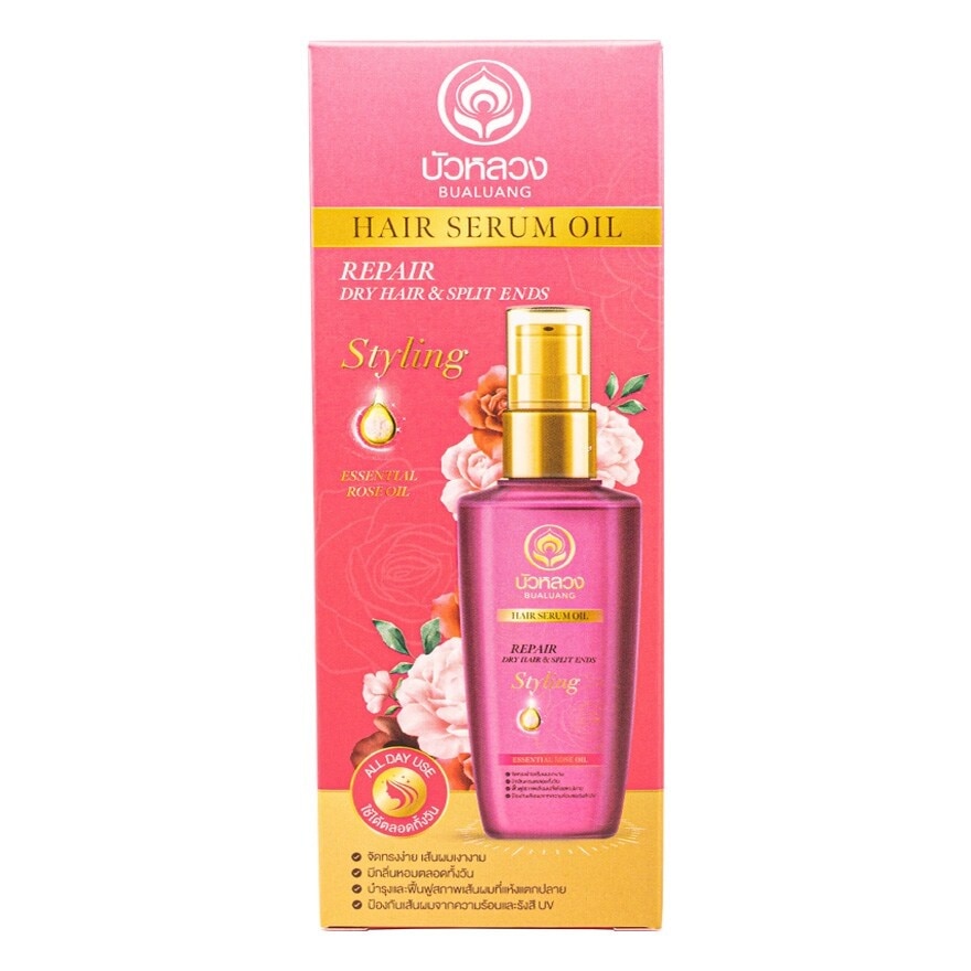 Bualuang Hair Serum Oil For Dry And Damaged Hair (Rose Essential Oil) 85 Ml.