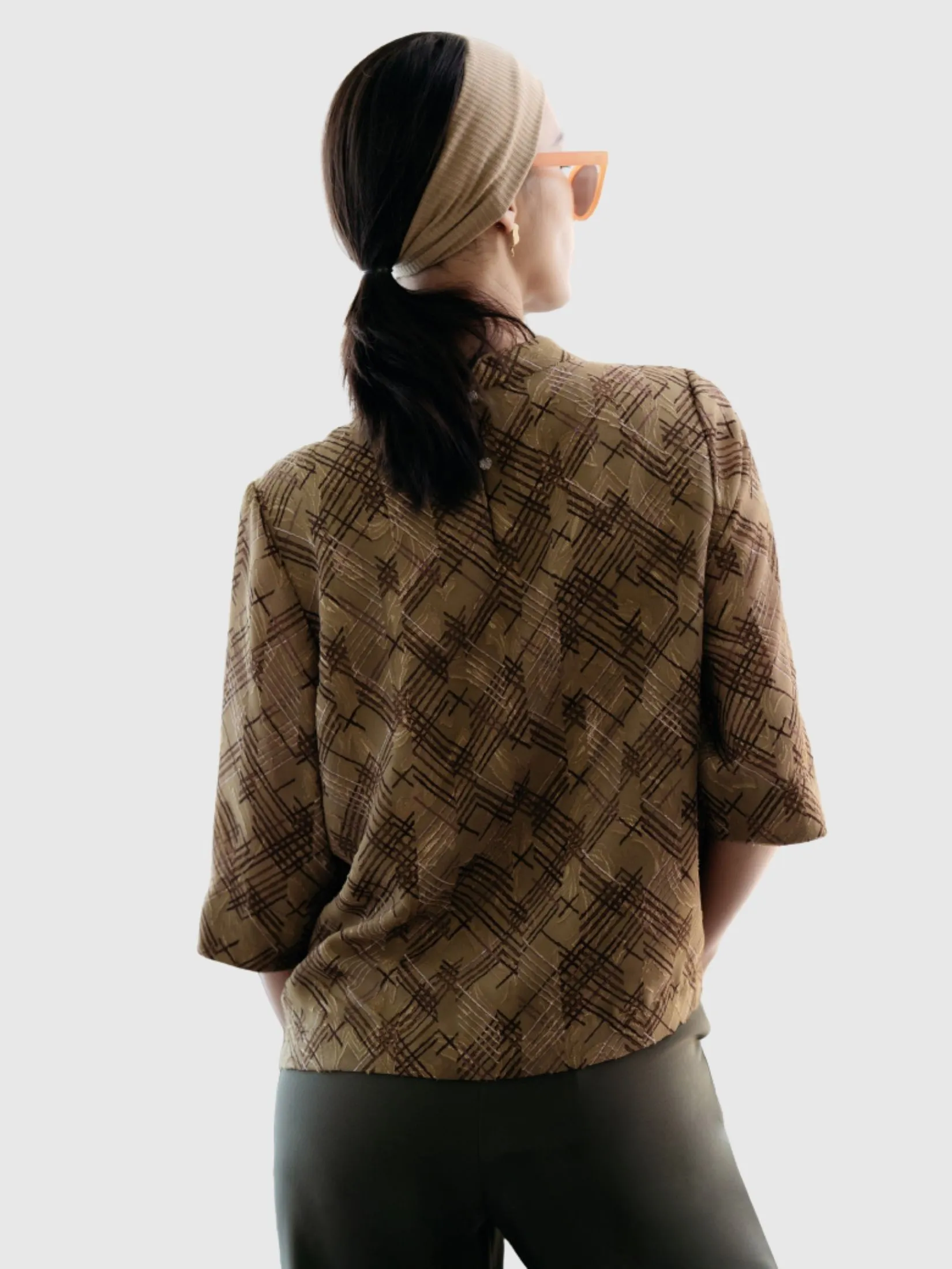 MIKIKO Women Blouse Long Sleeves Chiffon Uragiri Green