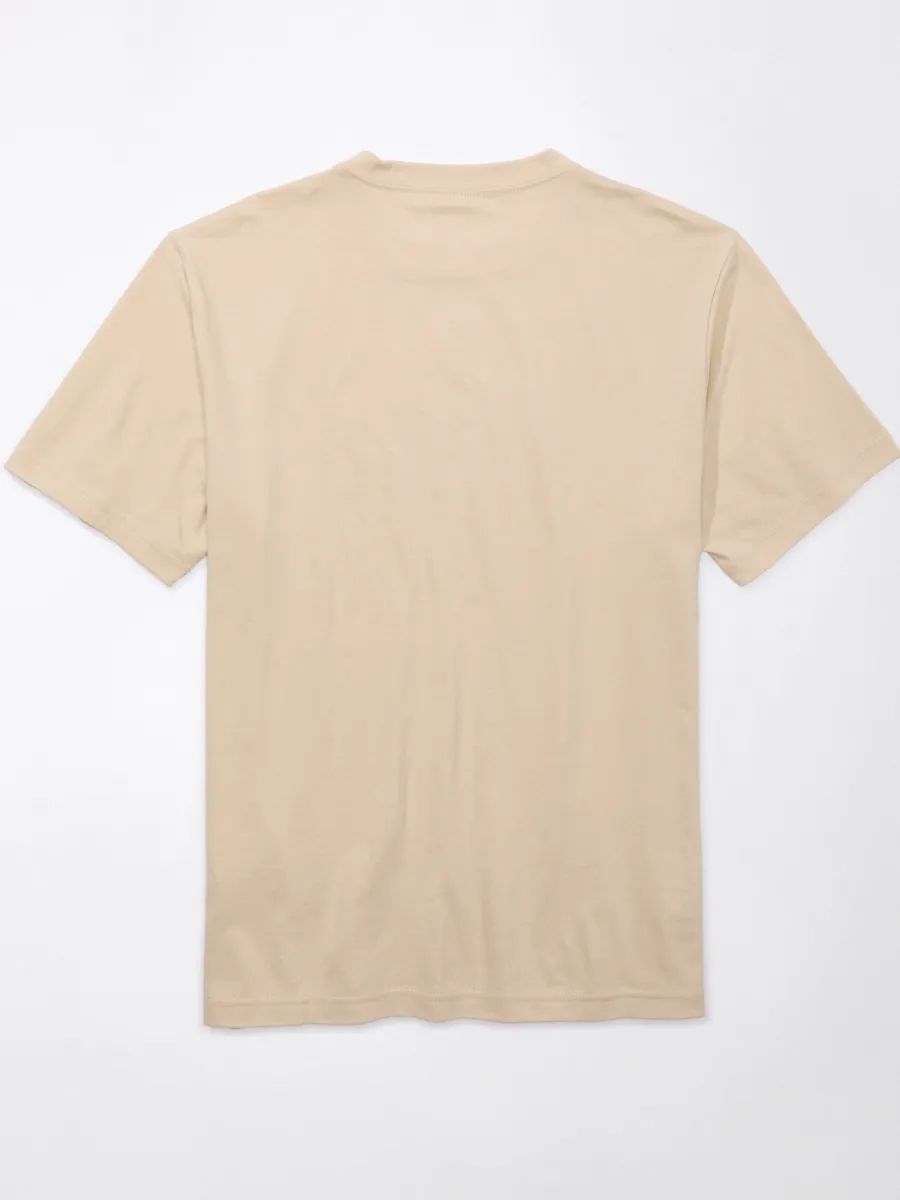AMERICAN EAGLE MEN G SS CORE BRAND SET IN TEE- PC DYE + SERIOUSLY SOFT WASH 207 TAN