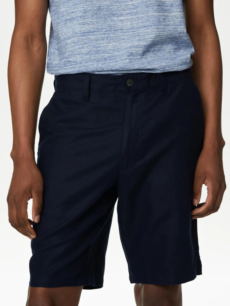 MARKS & SPENCER Men Chino Shorts Linen Blend F0_Navy