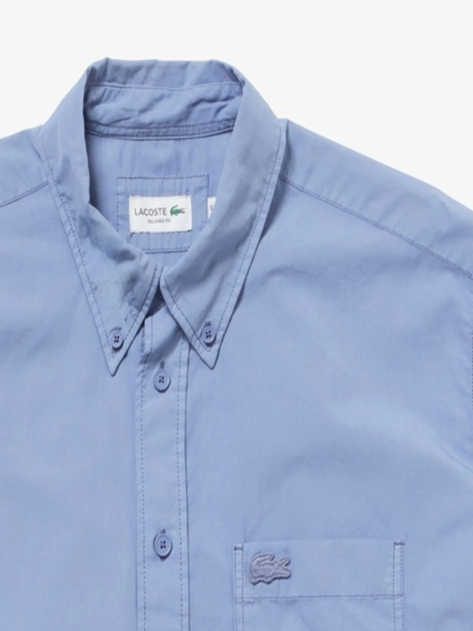 LACOSTE Relaxed Fit Natural Dyed Poplin Shirt Blue
