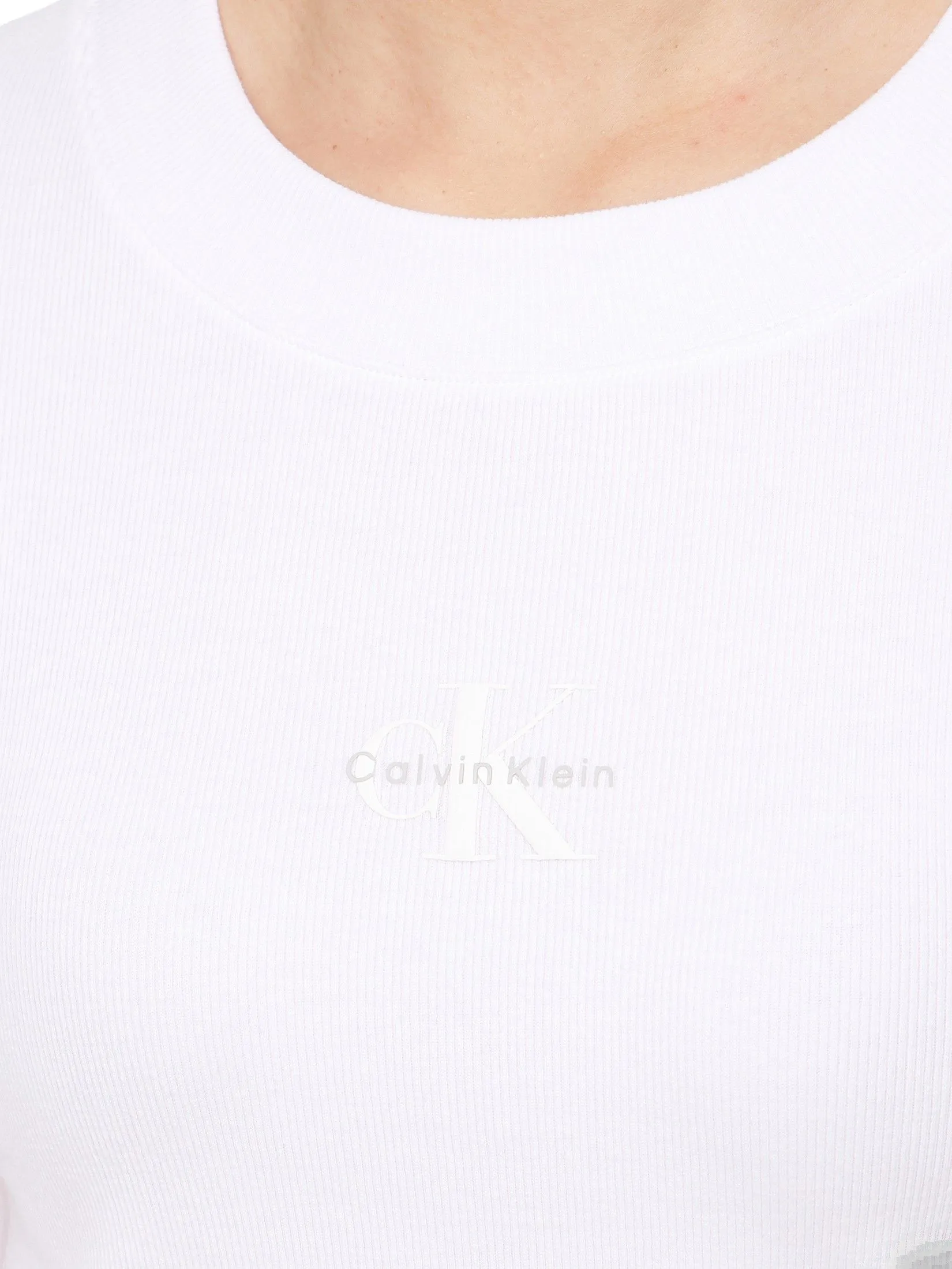 CALVIN KLEIN Women's Monogram Baby Short Sleeve T-Shirt White