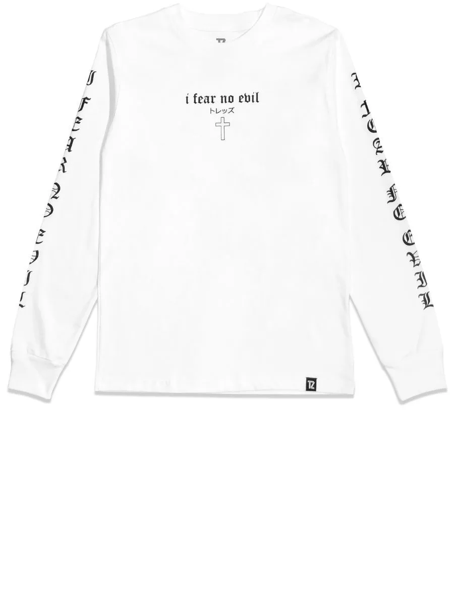 TZ WORLDWIDE MEN T-SHIRT TZ I FEAR NO EVIL LONG SLEEVE WHITE