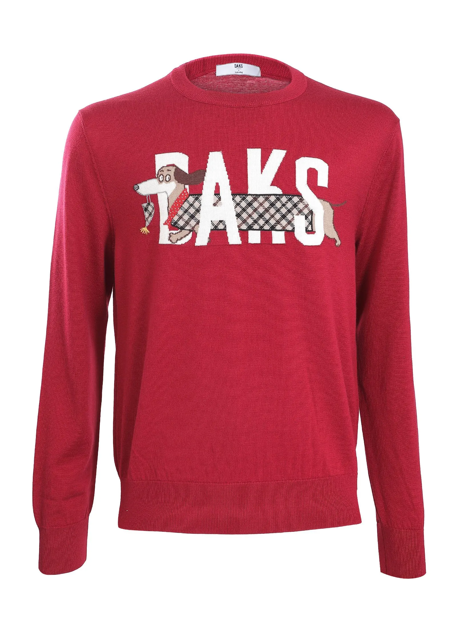 DAKS Men's DAKS Round Neck Long Sleeve Sweater Red